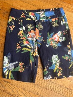 Zac & Rachel Navy Floral Bermuda Shorts with Multicolor Blooms 💕Size 8